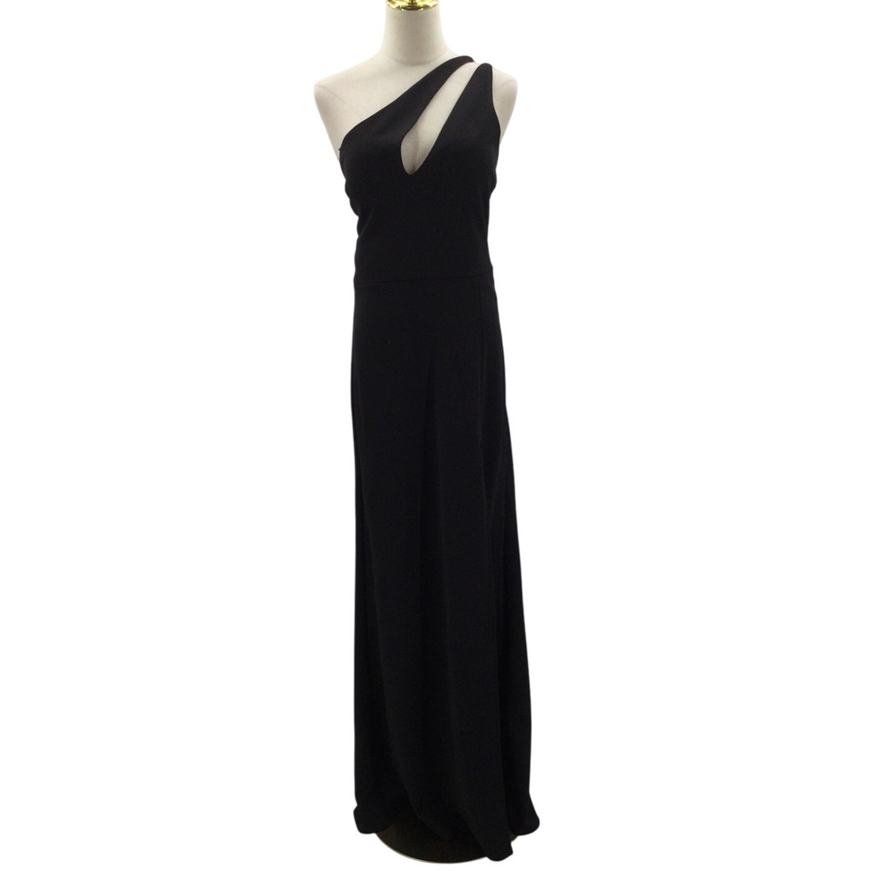 B.DARLIN SZ 15 /16 black one shoulder asymmetrical cutout formal maxi dress 0b5